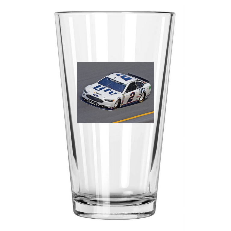 Miller Lite Ford Brad Keselowski Photo Penske Racing Pint Beer Drinking Glass