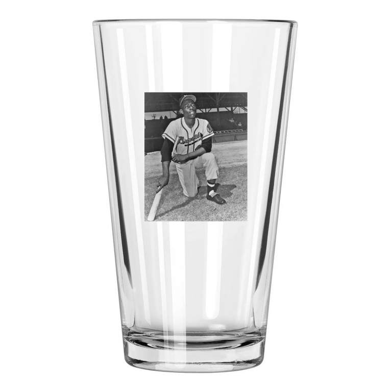 Milwaukee Braves Hank Aaron Photo Rookie Year Hof 82 Pint Beer Drinking Glass