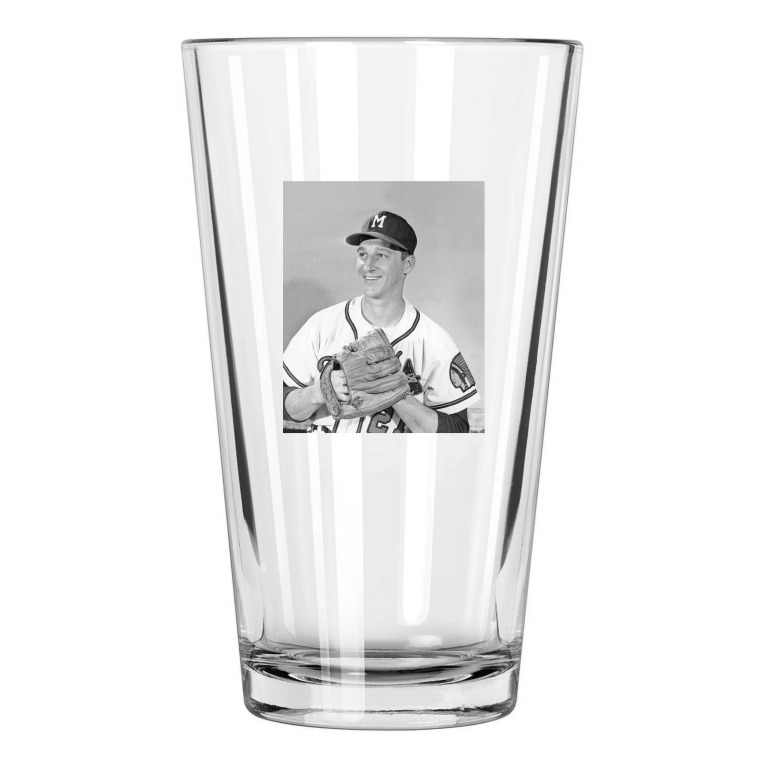 Milwaukee Braves Warren Spahn Photo Baseball Hof 73 2 Pint Beer Drinking Glass