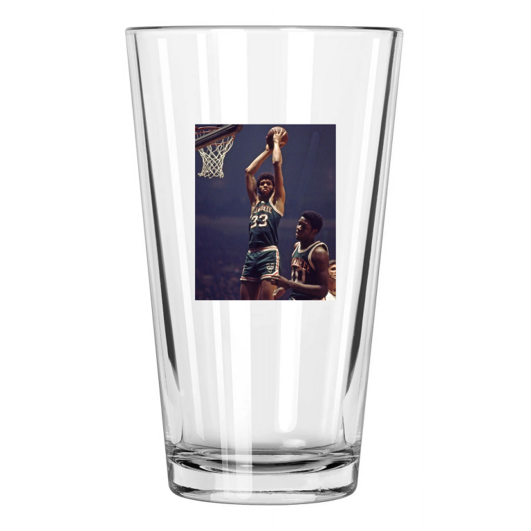 Milwaukee Bucks Kareem Abdul Jabbar Photo Basketball Pint Beer Drinking Glass