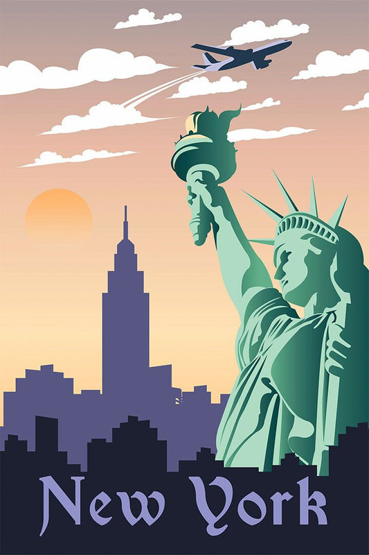 Minimalist Visit New York Travel City Painting Jigsaw Puzzle