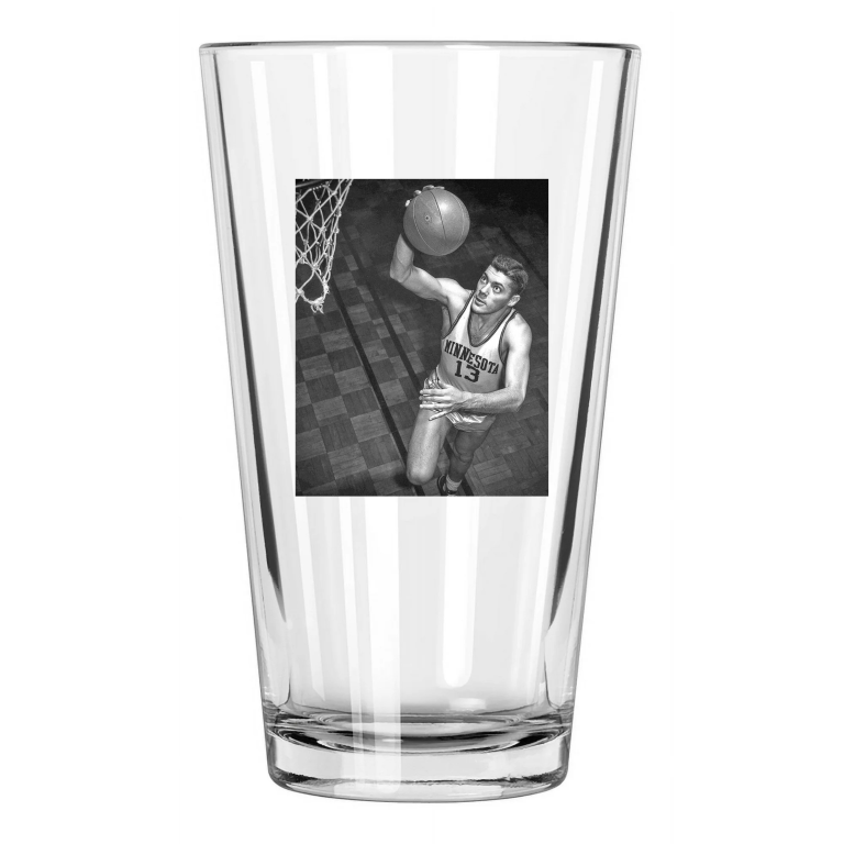 Minnesota Gophers Bud Grant Photo Basketball Pint Beer Drinking Glass