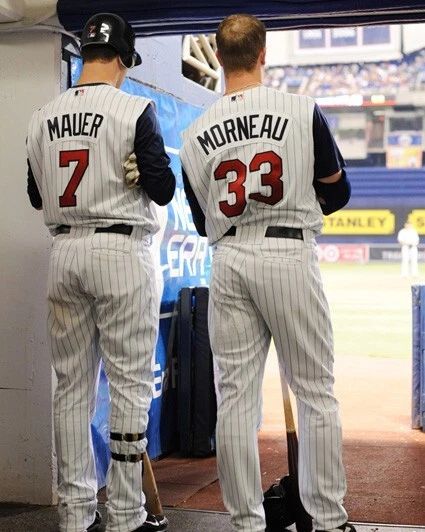Minnesota Twins Justin Morneau And Joe Mauer Glossy Photo Metrodome Print