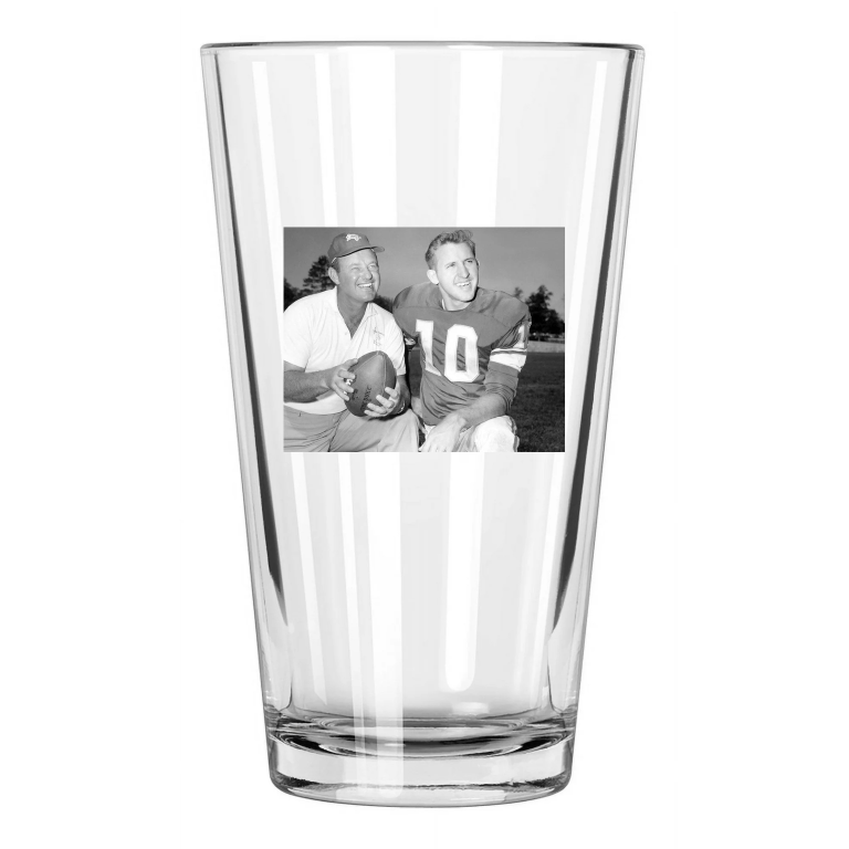 Minnesota Vikings Norm Van Brocklin And Fran Tarkenton Pint Beer Drinking Glass