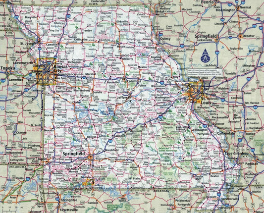 Missouri State Road Map Picture Poster Photo Print Cities Streets Highways