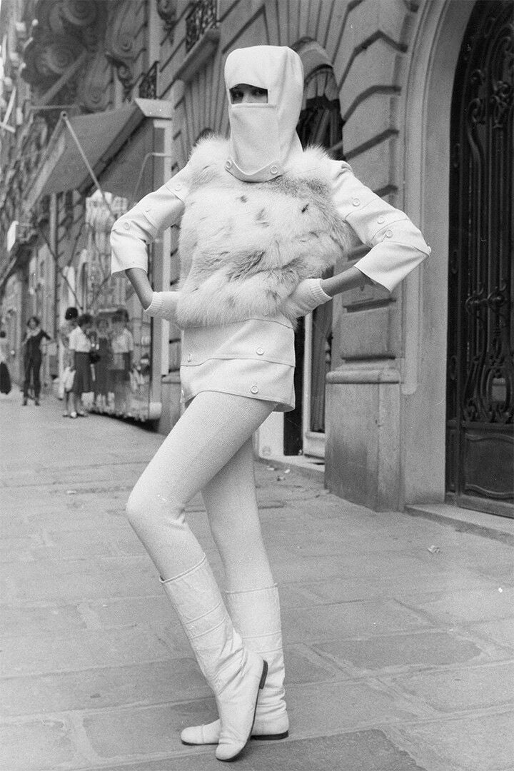 Model Wearing New 1968 Fall Fashion By Andre Courreges Jigsaw Puzzle