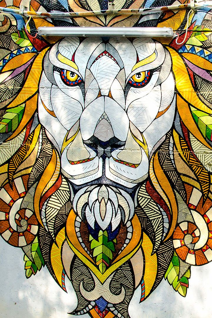 Modern Graffiti Street Animal Lion Painting Print Keychain