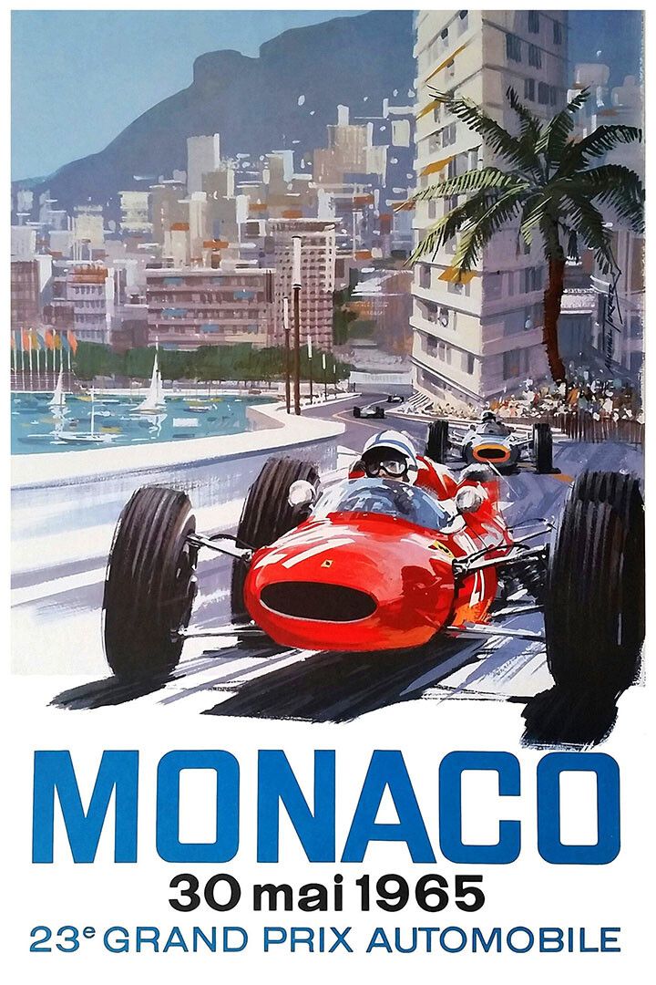 Monaco Auto Race 1965 Vintage Grand Prix Racing Car Keychain