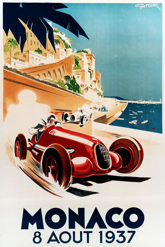 Monaco Grand Prix 1937 Vintage Racing Travel Jigsaw Puzzle