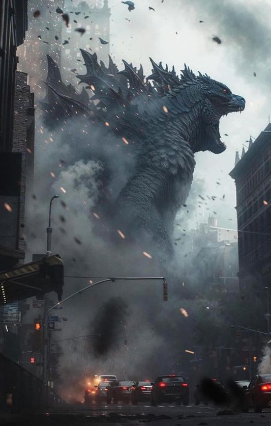 Monster Destruction Cityscape Print Poster