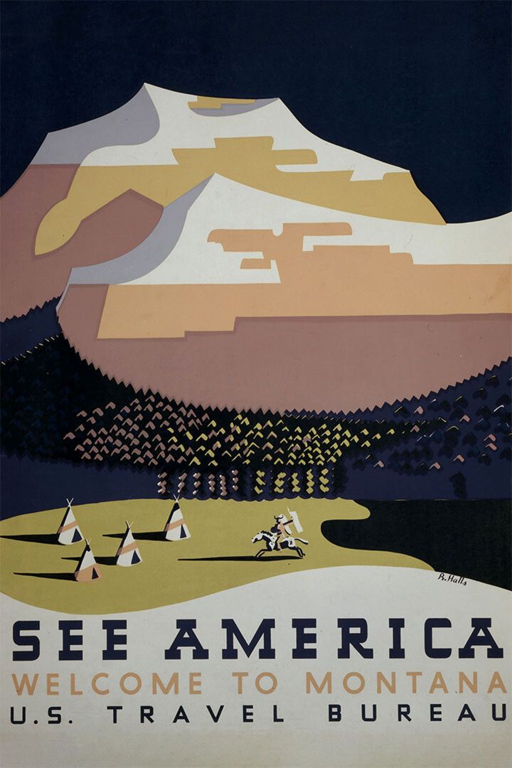 Montana Vintage Travel See America Painting Jigsaw Puzzle