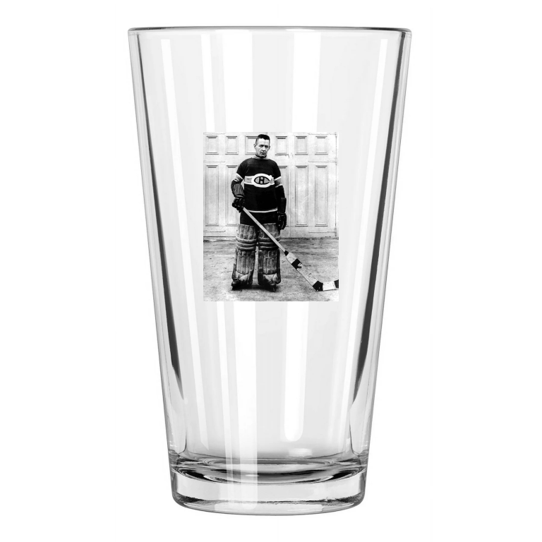 Montreal Canadiens Georges Vezina Hockey Goalie Hof 45 Pint Beer Drinking Glass