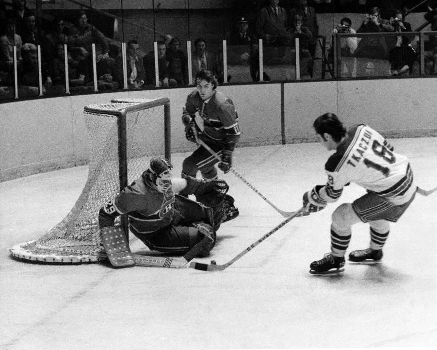 Montreal Canadiens Ken Dryden Vs Rangers Walt Tkaczuk Glossy Magnet Magnet