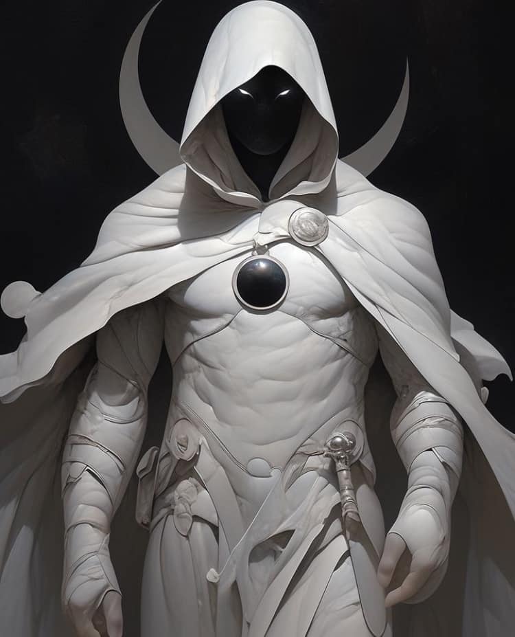 Moon Knight Statue White Hooded Hero Print Poster