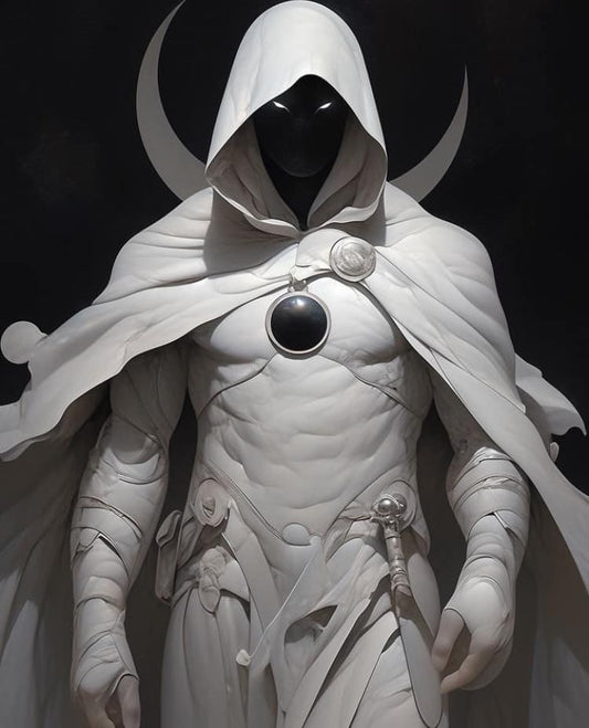 Moon Knight Statue White Hooded Hero Print Poster