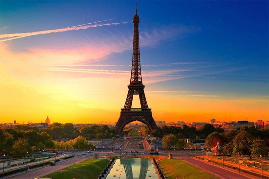 Morning Sunrise Paris Eiffel Tower Landscape France Jigsaw Puzzle