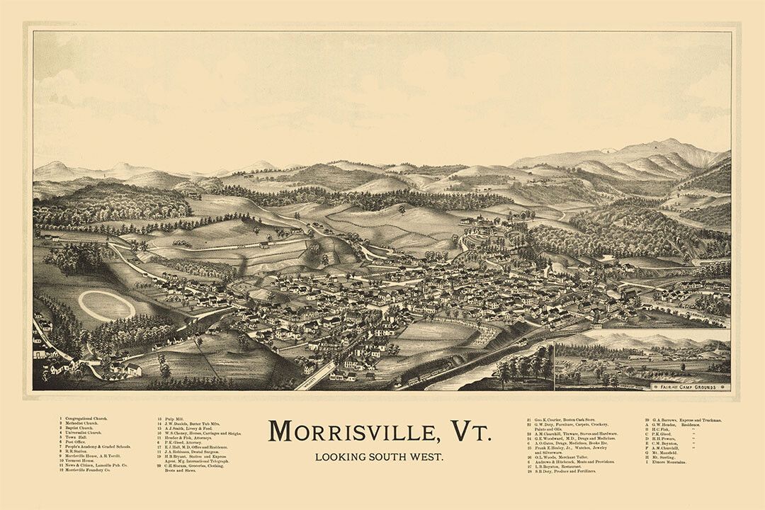 Morrisiville Panaromic City Map Vintage Style Jigsaw Puzzle
