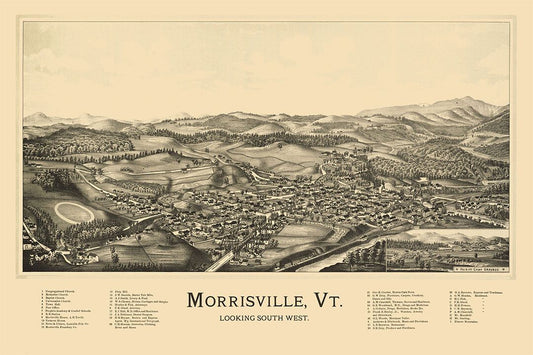 Morrisiville Panaromic City Map Vintage Style Jigsaw Puzzle