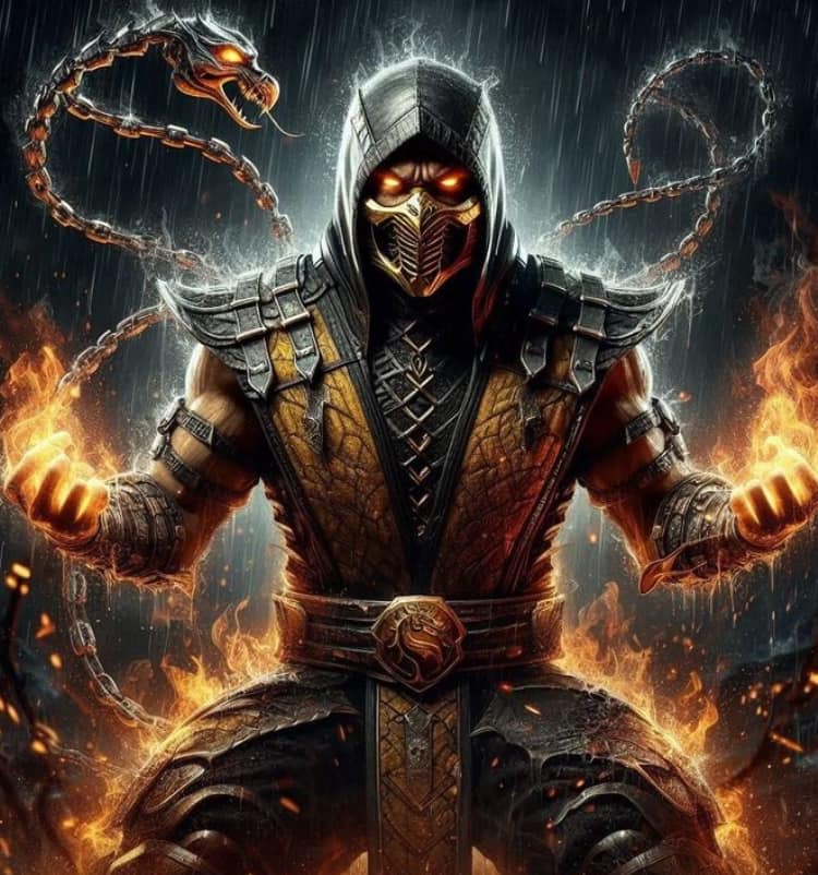 Mortal Kombat Scorpion Fight Stance Print Poster
