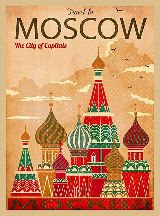 Moscow Russia St. Basil'S Cathedral Retro Travel Ad Poster Photo Picture