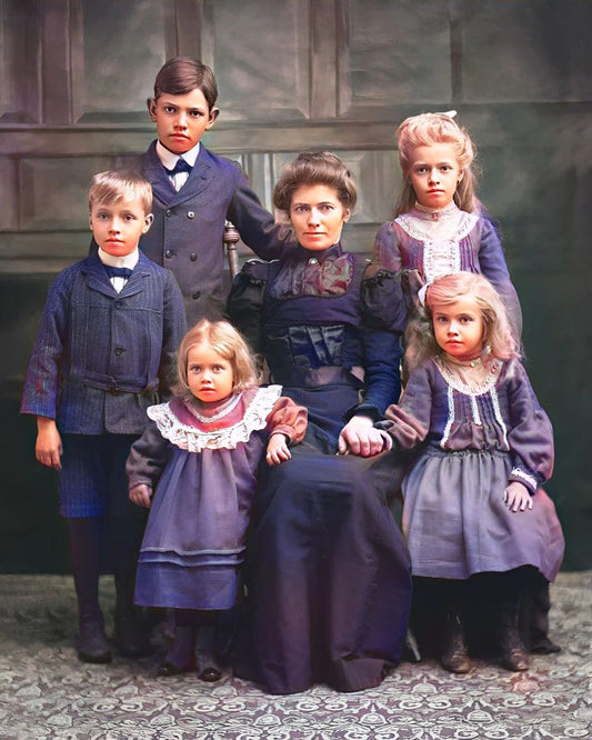Mother And Children Family Portrait 1900 Retro Colorized Poster Photo