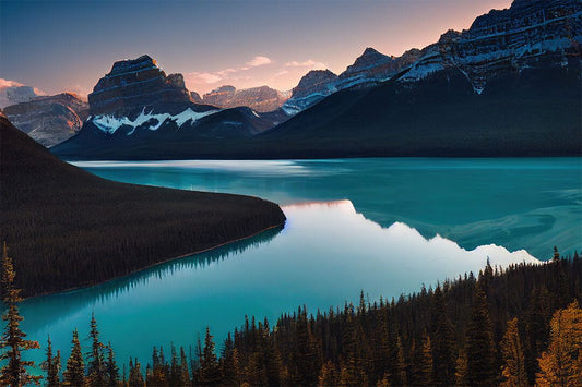 Mountain Lake Forest Nature Landscape Print Jigsaw Puzzle