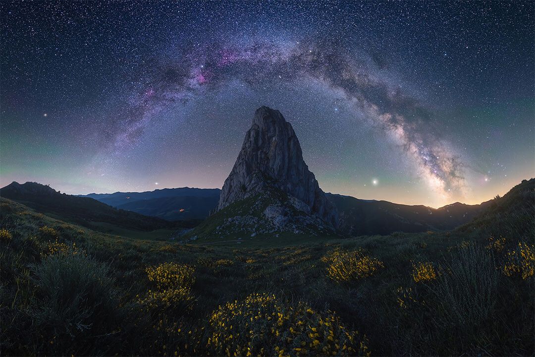 Mountain Night Sky Stars Fantastic Landscape Print Jigsaw Puzzle