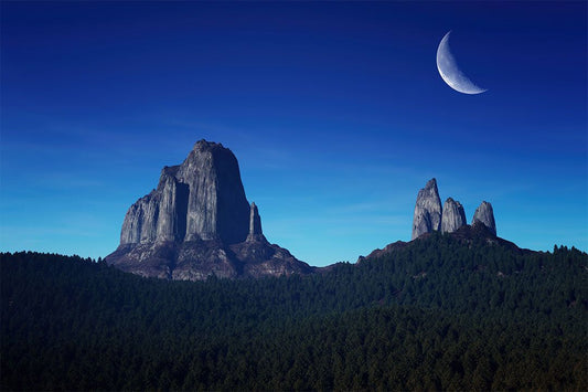 Mountains Forest Moon Sky Forest Landscape Print Jigsaw Puzzle