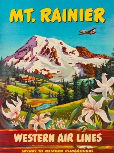 Mt. Rainier Washington Western Air Lines Us Travel Ad 300 Piece Jigsaw Puzzle