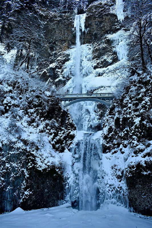 Multnomah Falls In Winter Landscape Picture Jigsaw Puzzle