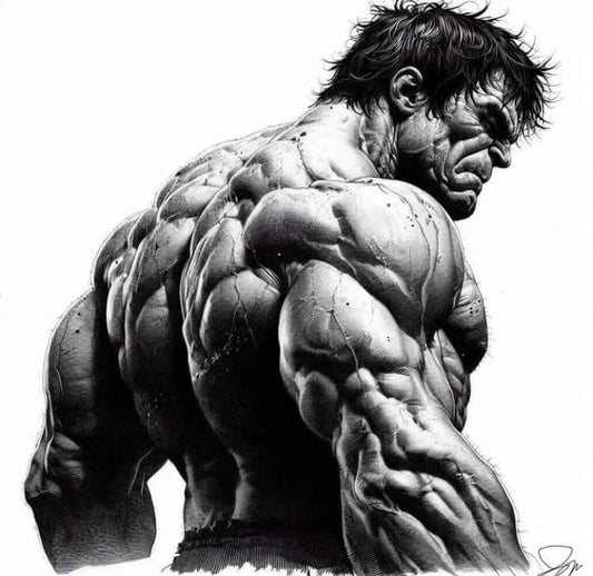 Muscular Hulk Sketch Print Poster