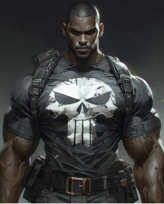 Muscular Man Punisher Portrait Print Poster