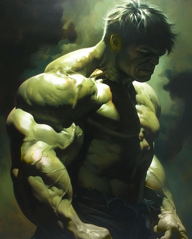Muscular Portrait Hulk Artwork Print Poster