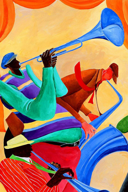 Music Jazz Trio Colorful Painting Vintage Jigsaw Puzzle