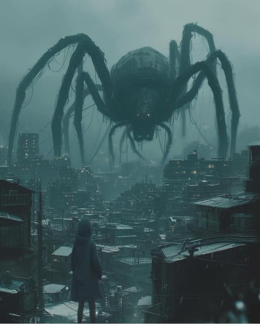 Mysterious City With Guardian Spider Print Poster