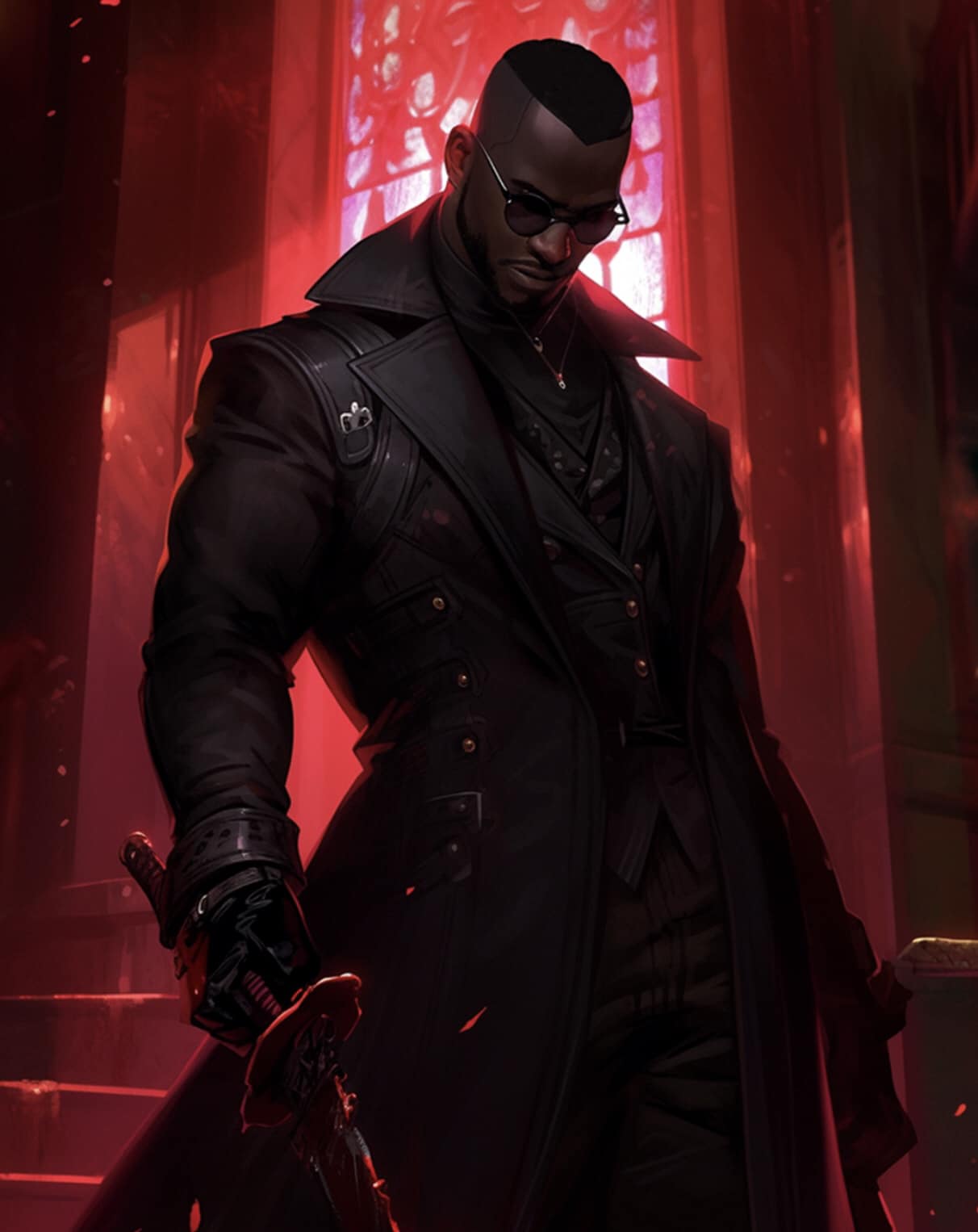 Mysterious Figure In Red Lit Chamber Print Poster