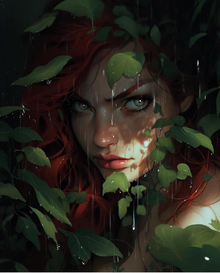 Mysterious Woman In Greenery Print Poster