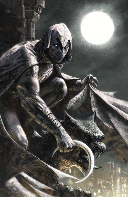 Mystical Hero Moonlit Urban Scene Print Poster