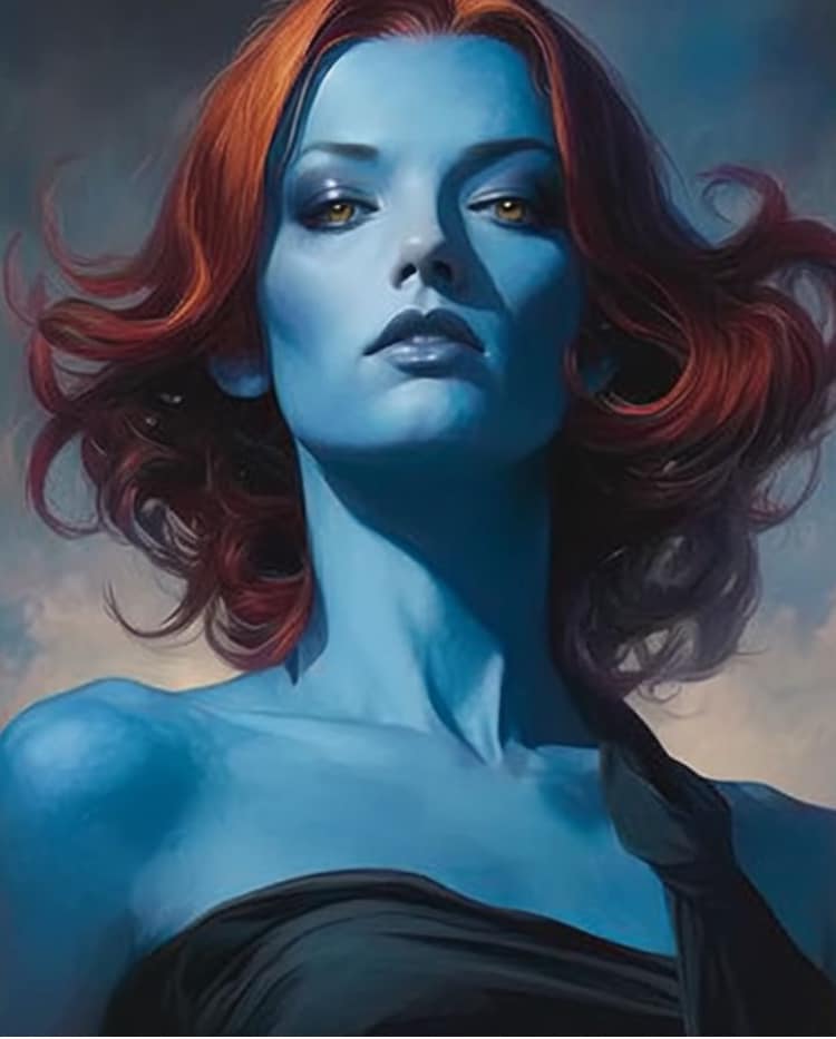 Mystical Portrait Blue Sorceress Print Poster