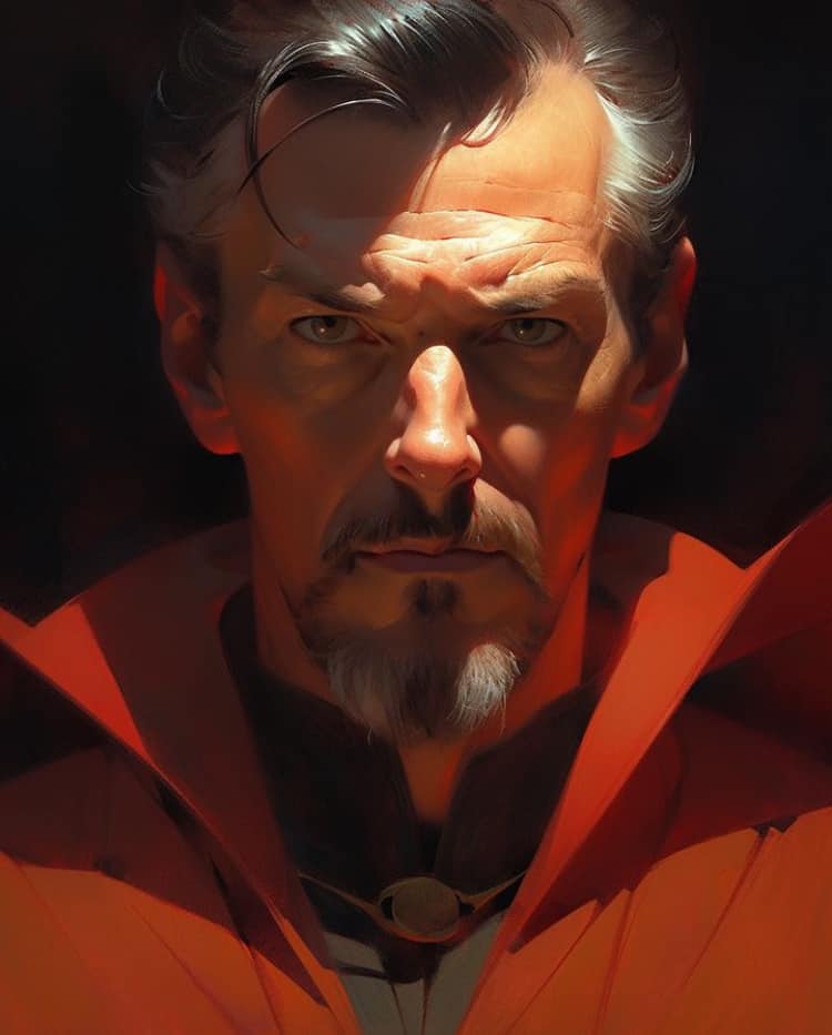 Mystical Portrait Red Cloak Print Poster