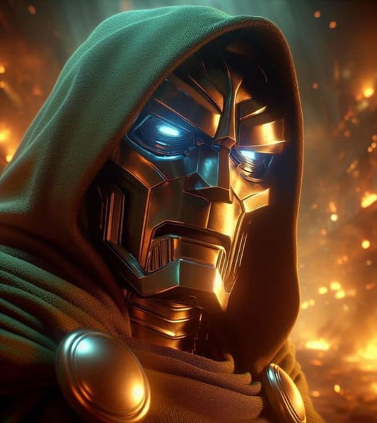 Mystical Robotic Figure In Firelight Print Poster
