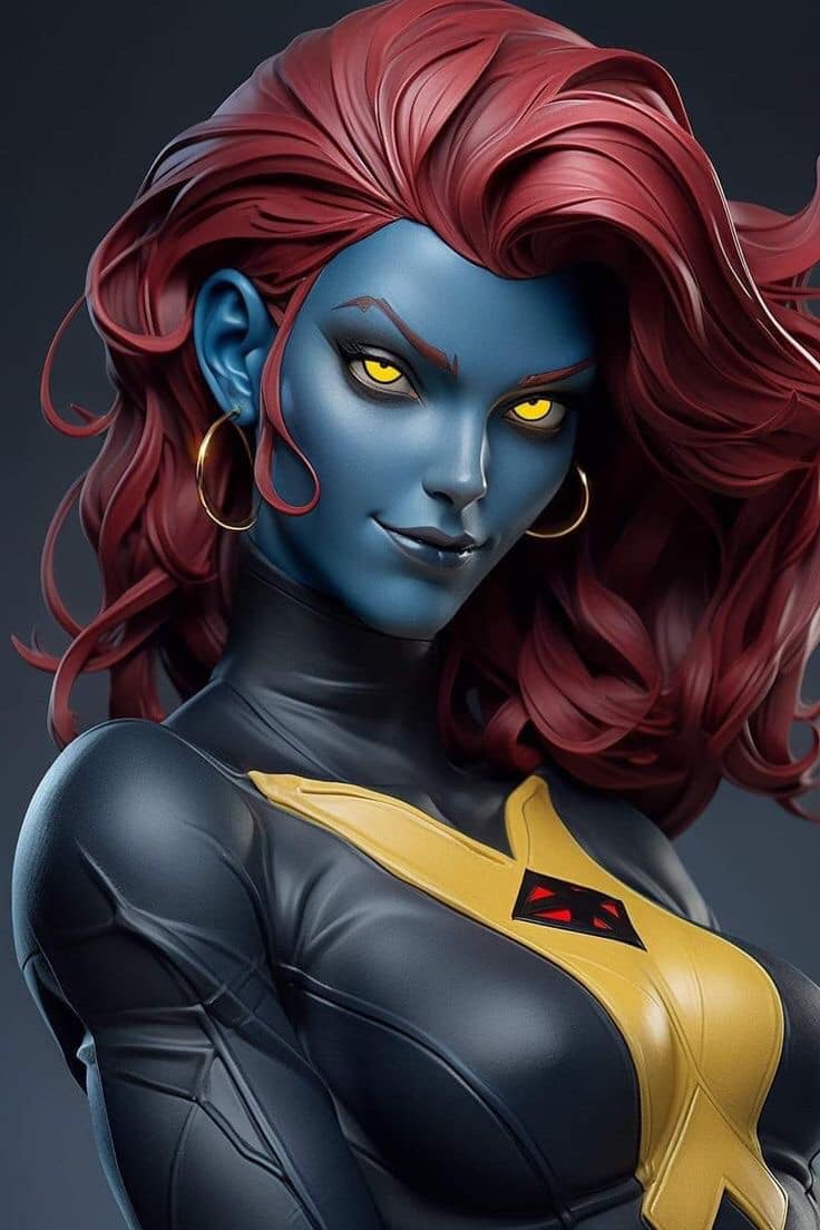 Mystique Portrait Sculpture Print Poster