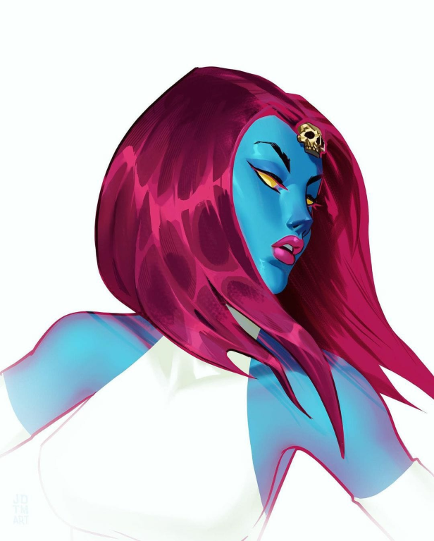 Mystique Blue Skin Red Hair 832 Print Poster