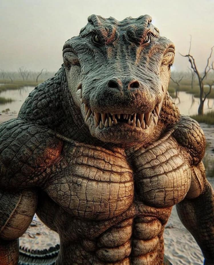 Mythical Crocodile Creature Print Poster