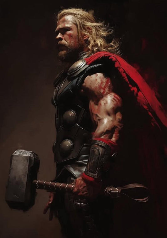 Mythical Hero Thor With Hammer Print Poster