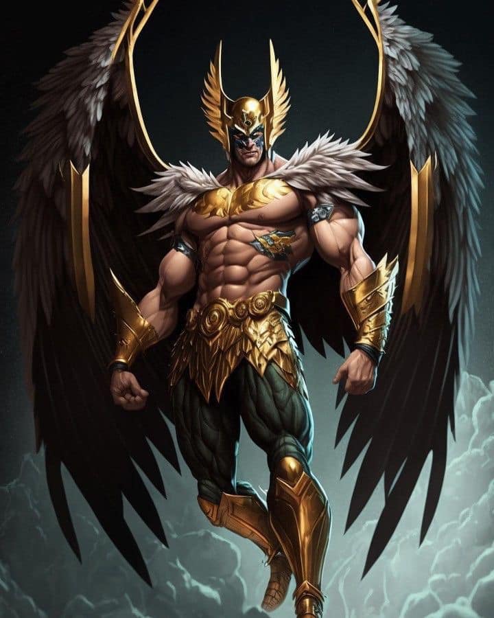 Mythical Superhero Winged Warrior Print Poster