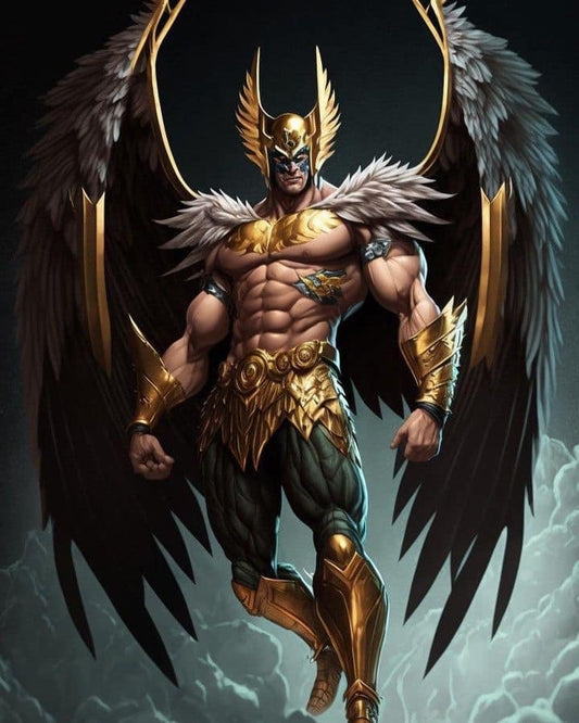 Mythical Superhero Winged Warrior Print Poster