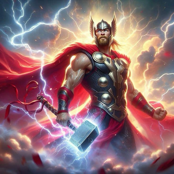 Mythical Thor Lightning Print Poster