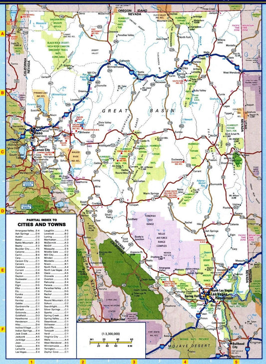 Nevada State Road Map Las Vegas Reno Cities Poster Picture Photo Print