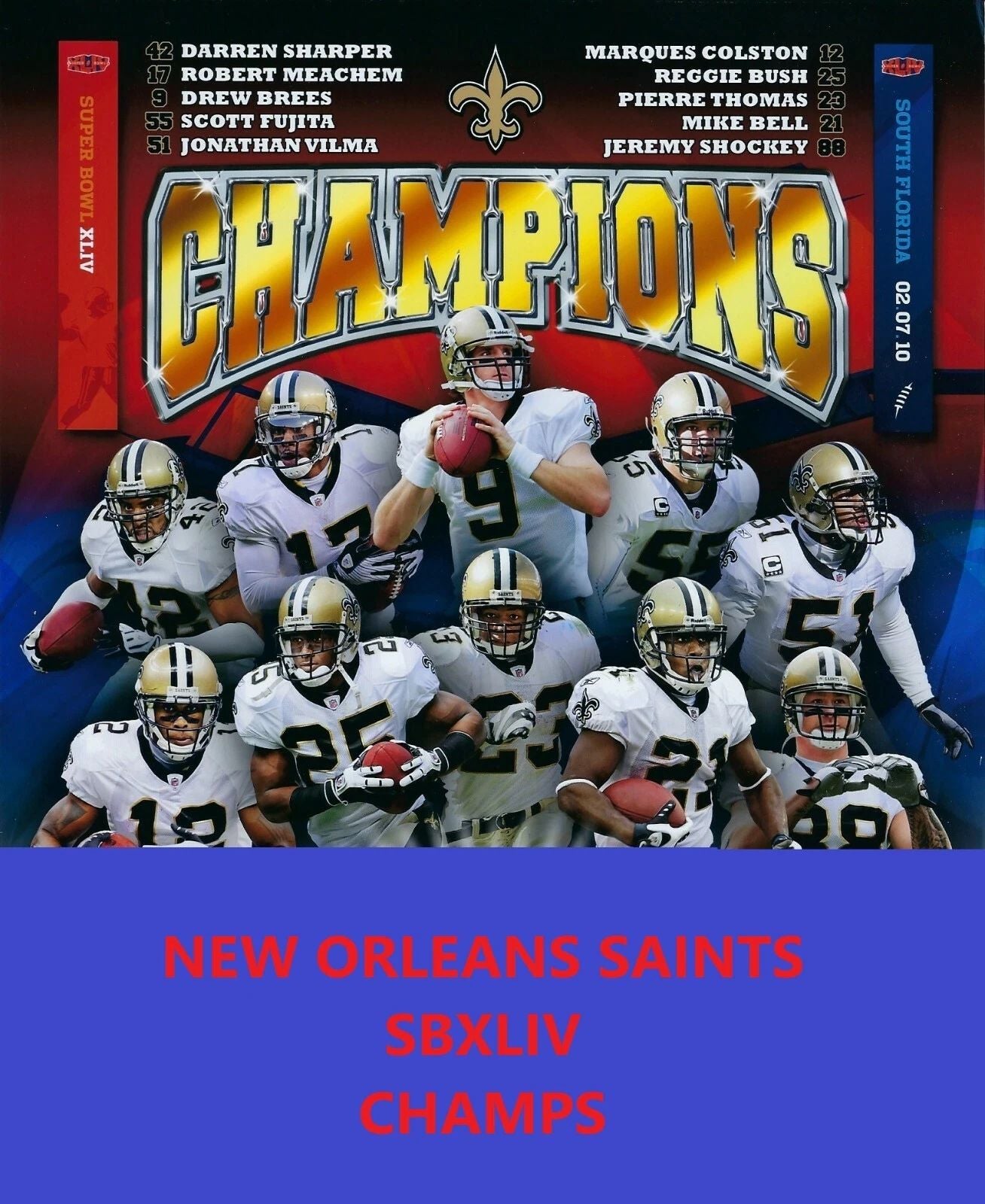 New Orleans Saints Sbxliv Champs Team Photo Football Picture Nfl Champions